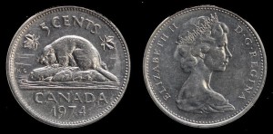 Kanada, 5 Cents 1974 , KM 60.1 