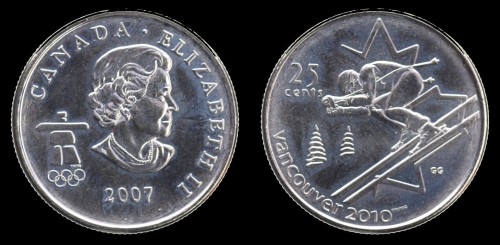Kanad 25 cents 2007 , Vancouver 2010 , Narciarstwo alpejskie , KM 686, 6zł.jpeg