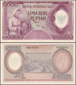 INDONEZJA, 5000 RUPIAH 1958 Pick 64