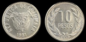 Kolumbia, 10 Pesos 1991, KM 281.1