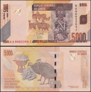 KONGO - REPUBLIKA, 5000 FRANCS 4.1.2022 Pick 102d