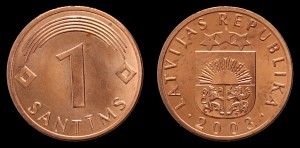 Łotwa, 1 Santims 2003, KM 15, Stan I