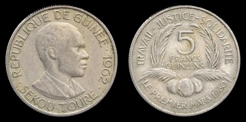 Gwinea 5 Francs 1962 , KM 5 , 2.5zł.jpeg