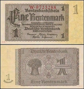 NIEMCY, 1 RENTENMARK 1937, prefix W, numer 7 cyfr, Pick 173a