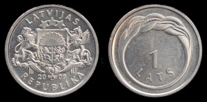 Łotwa, 1 Lats 2009, Pierścionek, KM 101