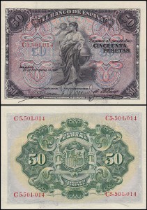 HISZPANIA, 50 PESETAS 1906 (1931) Pick 58b