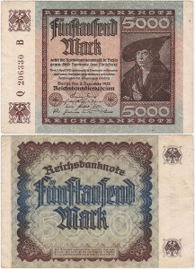NIEMCY, 5000 MARK 2.12.1922, znak firmowy B, Pick 81a