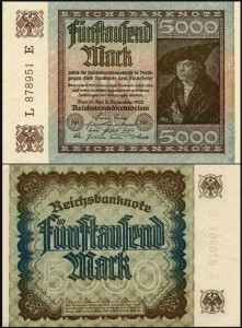 NIEMCY, 5000 MARK 2.12.1922, znak firmowy E, Pick 81a