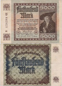 NIEMCY, 5000 MARK 2.12.1922, znak firmowy GE, Pick 81a