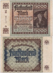NIEMCY, 5000 MARK 2.12.1922, znak firmowy HG, Pick 81a