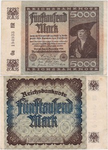 NIEMCY, 5000 MARK 2.12.1922, znak firmowy HR, Pick 81a