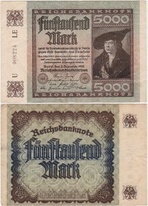 NIEMCY, 5000 MARK 2.12.1922, znak firmowy LE, Pick 81a