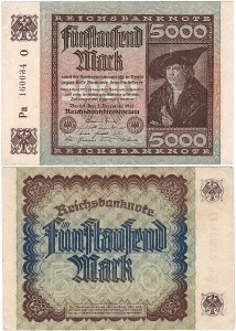 NIEMCY, 5000 MARK 2.12.1922, znak firmowy O, Pick 81a