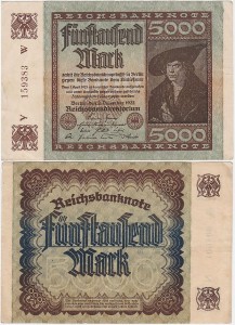 NIEMCY, 5000 MARK 2.12.1922, znak firmowy W, Pick 81a