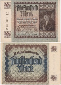 NIEMCY, 5000 MARK 2.12.1922, X 6 cyfr, znak firmowy LE, P. 81c