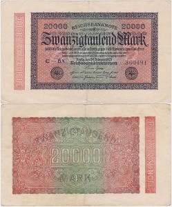 NIEMCY, 20000 MARK 20.II.1923, znak firmowy BX, Pick 85a