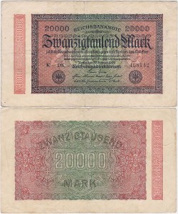 NIEMCY, 20000 MARK 20.II.1923, znak firmowy DK, Pick 85a