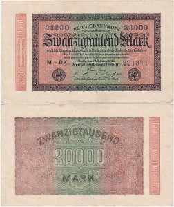 NIEMCY, 20000 MARK 20.II.1923, znak firmowy BK, Pick 85b