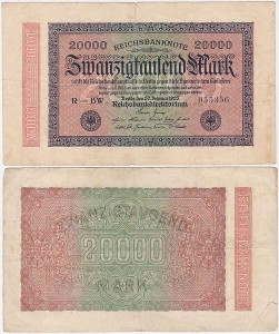 NIEMCY, 20000 MARK 20.II.1923, znak firmowy BW, Pick 85b