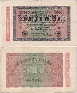 NIEMCY, 20000 MARK 20.II.1923, znak firmowy CD, Pick 85b
