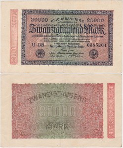 NIEMCY, 20000 MARK 20.II.1923, znak firmowy DB, Pick 85b