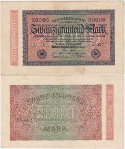 NIEMCY, 20000 MARK 20.II.1923, znak firmowy DC, Pick 85b