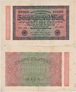 NIEMCY, 20000 MARK 20.II.1923, znak firmowy DK, Pick 85b