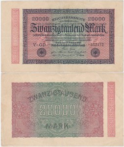 NIEMCY, 20000 MARK 20.II.1923, znak firmowy GD, Pick 85b