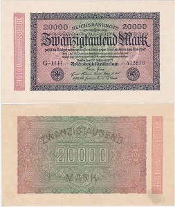 NIEMCY, 20000 MARK 20.II.1923, znak firmowy HH, Pick 85b