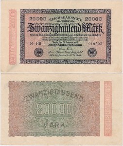 NIEMCY, 20000 MARK 20.II.1923, znak firmowy HR, Pick 85b