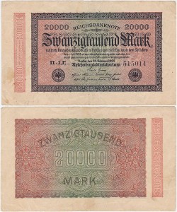 NIEMCY, 20000 MARK 20.II.1923, znak firmowy LE, Pick 85b