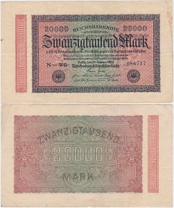 NIEMCY, 20000 MARK 20.II.1923, znak firmowy WB Pick 85b