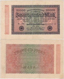 NIEMCY, 20000 MARK 20.II.1923, znak firmowy PB Pick 85d