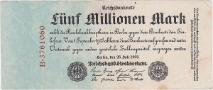 NIEMCY, 5000000 MARK 25.VII.1923, prefix B, Pick 95