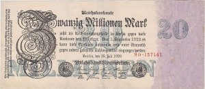 NIEMCY, 20000000 MARK 25.VII.1923, znak firmowy D, Pick 97b1