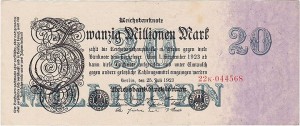 NIEMCY, 20000000 MARK 25.VII.1923, znak firmowy K, Pick 97b1