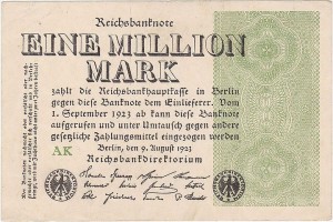 NIEMCY, 1 MILION MARK 1923, znak firmowy AK, Pick 102a