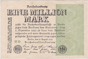 NIEMCY, 1 MILION MARK 1923, znak firmowy ND, Pick 102a
