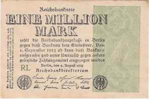 NIEMCY, 1 MILION MARK 1923, znak firmowy RL, Pick 102a