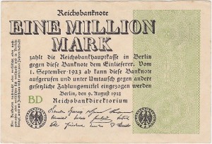 NIEMCY, 1 MILION MARK 1923, znak firmowy BD, Pick 102b