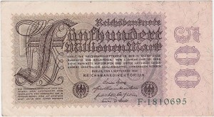 NIEMCY, 500000000 MARK 1923, seria F,  Pick 110a