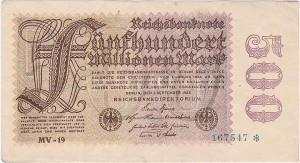 NIEMCY, 50000000 MARK 1923, znak firmy MV, rozeta po nr., Pick 110d1