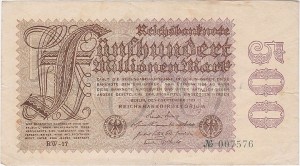 NIEMCY, 50000000 MARK 1923, znak firmowy RW, No przed nr., Pick 110d1