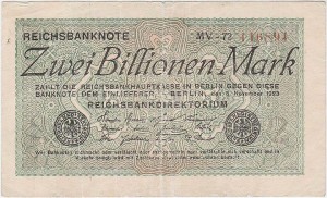 NIEMCY, ZWEI BILLIONEN MARK 5.XI.1923, znak firmowy MV, Pick 135a