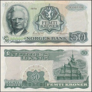 NORWEGIA, 50 KRONER 1974 Pick 37c