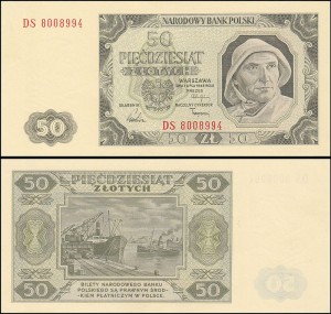 POLSKA, 50 ZŁOTYCH 1.7.1948, seria DS, Parch. 183e
