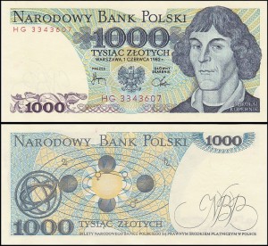 POLSKA, 1000 ZŁOTYCH 1.6.1982 seria HG, Parch. 200d2