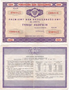 Premiowy Bon Oszczędnościowy, 1000 Złotych 1.7.1971, Emisja 8