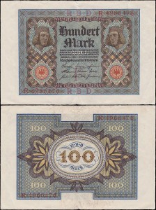 NIEMCY, 100 MAREK 1920, litera F, Pick 69b