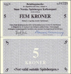 SPITSBERGEN, 5 KRONER 1978, WIELKA NORWESKA KAMPANIA WEGLOWA